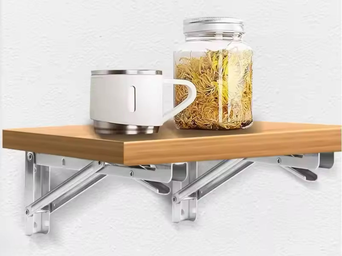 Solid Wood Folding Shelf, Heavy Duty Folding Shelf Bracket, Wall Mounted Wood Shelf, Adjustable Wood Shelf With Foldable Support Bracket Solid Wood Folding Shelf, Heavy Duty Folding Shelf Bracket, Wall Mounted Wood Shelf, Adjustable Wood Shelf With Foldable Support Bracket